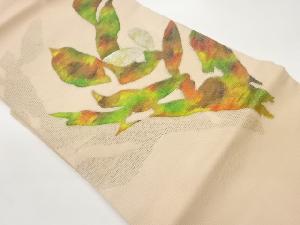 絽抽葉模様織出し名古屋帯